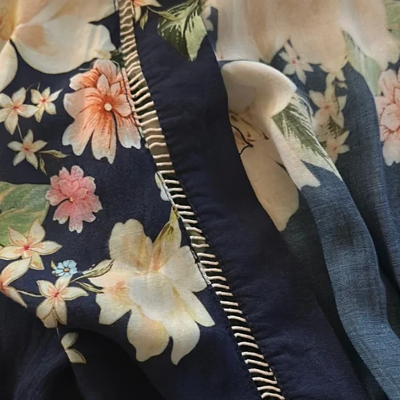 Anthropologie Farm Floral Blue and White Bell Sleeve Wrap Dress - Picture 4 of 8